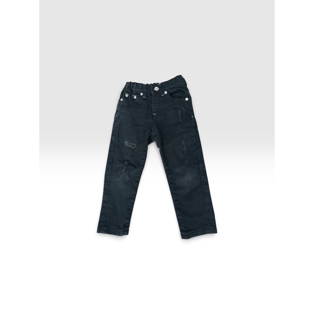 True Religion Kids 3T Black Distressed Horseshoe Jeans Adjustable Waist